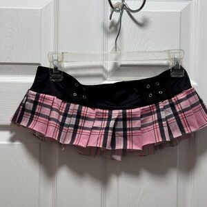Roma Pink and Black Plaid Skater Skirt